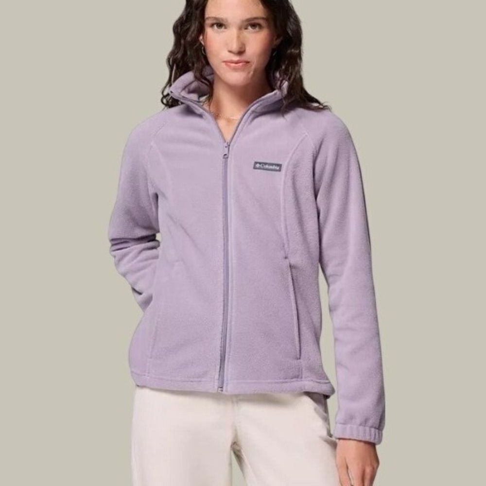 Columbia Benton Springs Full Zip Fleece Jacket Women XL Purple Outdoor Soft New